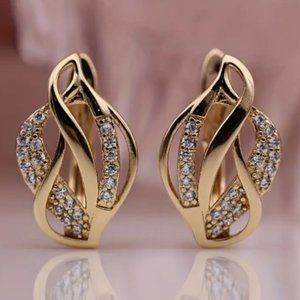 18k Gold Plated Water Drop Diamond Earrings